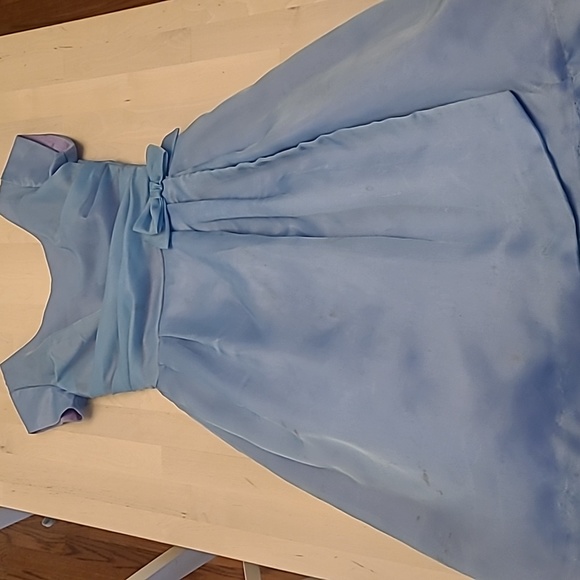Vintage Dresses & Skirts - VTG 1950s Handmade Fit n' Flare Layered Blue Short Sleeved Cocktail Dress